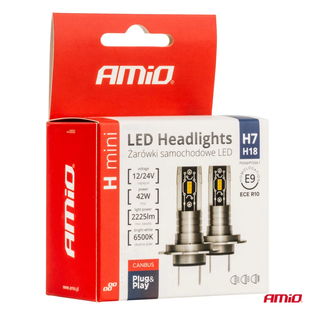 AMIO LED žiarovky hlavného svietenia H7/H18 H-mini Series