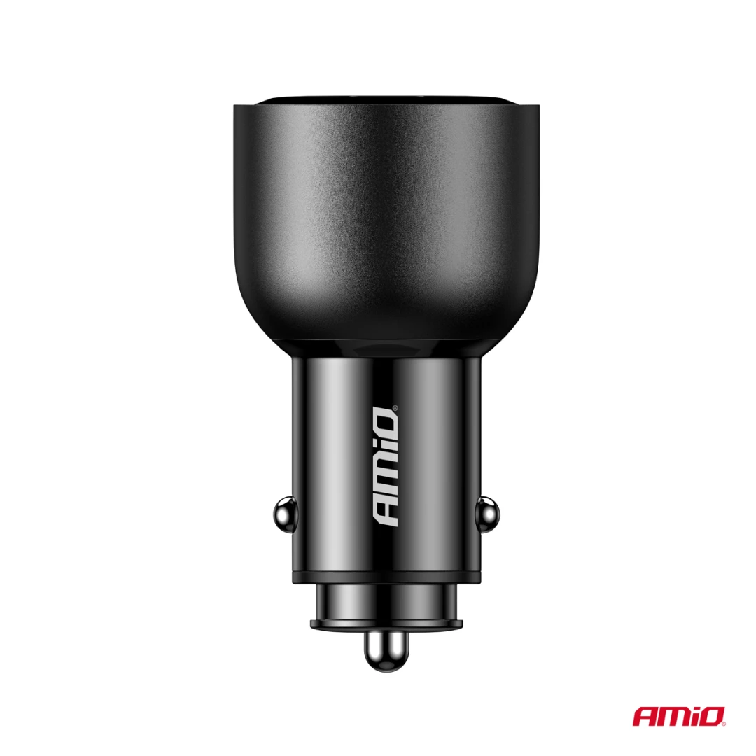 AMIO Nabíjačka do auta 2x USB C port + USB A port 12/24V 95W