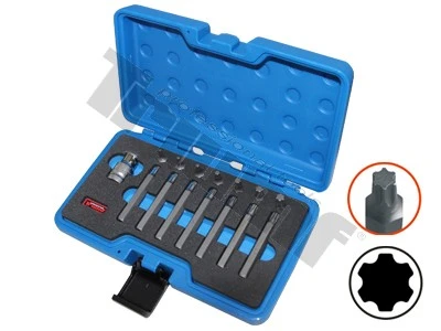 Sada bitov Torx plus, 10 mm driek, 15-dielna s adaptérom.