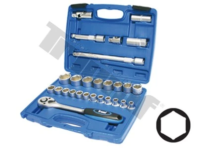 Gola sada 1/2" vstup, metrické miery, 27 - dielna. 6 -  hranne hlavice