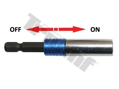 Držiak na 1/4" bity 60 mm, s poistným krúžkoma pružinkou.