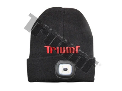 Zimná čiapka so svetielkom, čierna, červené logo Triumf