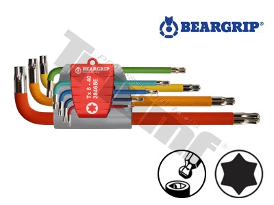 Sada farebných Torx kľúčov"L"dlhé s guličkou,T(T9-40),séria2846BE,SWING PAC,balené na blistry