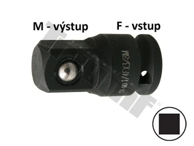 Redukcia kovaná, vstup 1/4" - výstup 3/8"  vstup 1/4" - výstup 3/8"