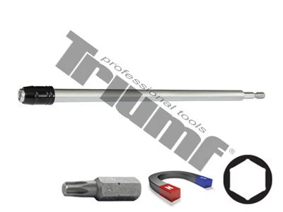 Adaptér pre 1/4" bity, magnetická fixácia bitov + super krúžok,materiál CRV 304 mm