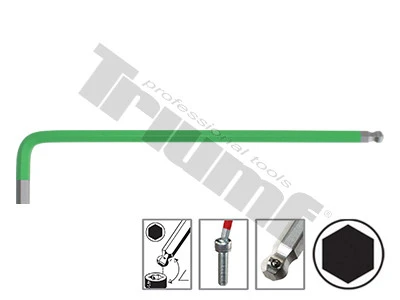 Kľúč inbus "L" s guličkou, extra dlhý 2311XL - 1,5 mm, farebný povlak, neutral  2,0 mm