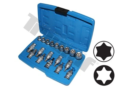 Sada hlavíc E-profil a bitov Torx v 1/2" hlavici, 19 - dielna