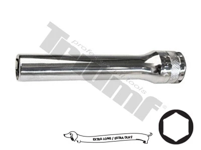 Extra predĺžená hlavica 1/2", 6-hran  vstup, 12 x120 mm
