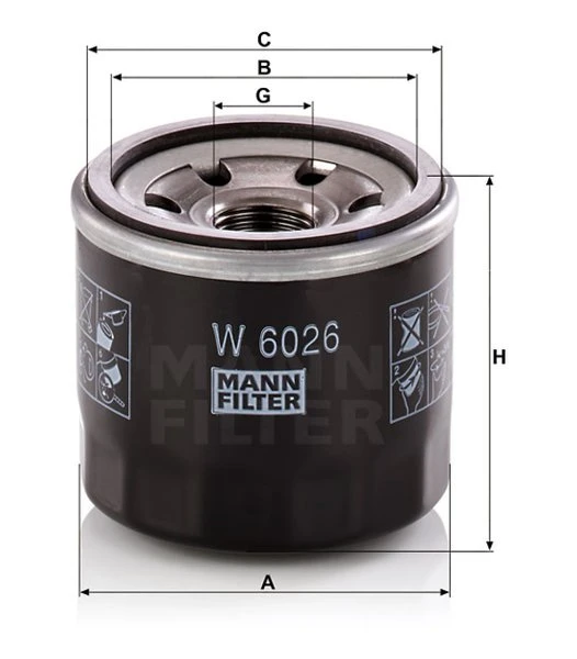 Olejový filter MANN FILTER W 6026