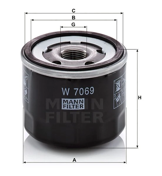 Olejový filter MANN FILTER W 7069