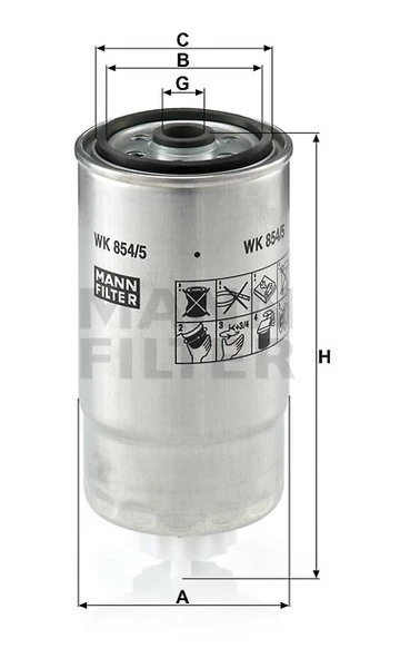 Palivový filter MANN FILTER WK 854/5