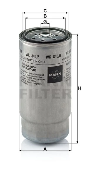 Palivový filter MANN FILTER WK 845/6