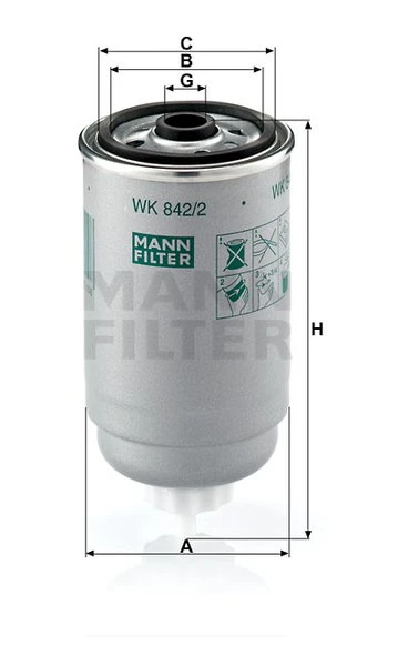 Palivový filter MANN FILTER WK 842/2