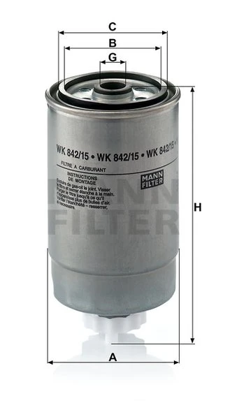 Palivový filter MANN FILTER WK 842/15