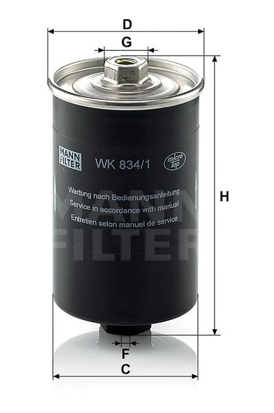 Palivový filter MANN FILTER WK 834/1