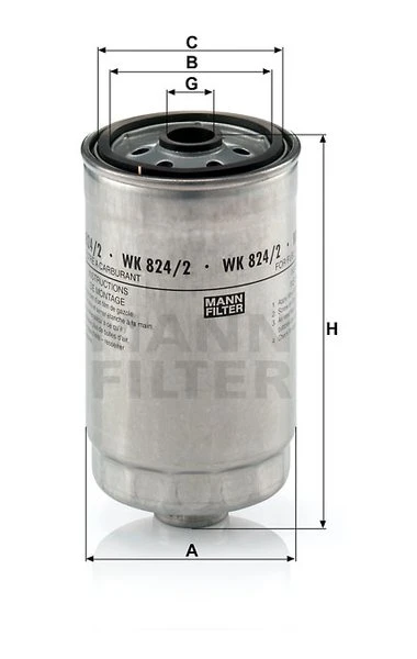 Palivový filter MANN FILTER WK 824/2