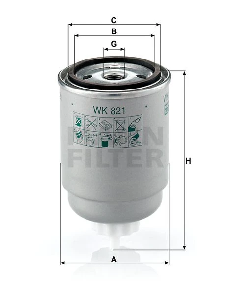 Palivový filter MANN FILTER WK 821
