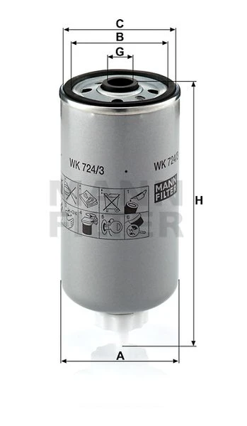 Palivový filter MANN FILTER WK 724/3