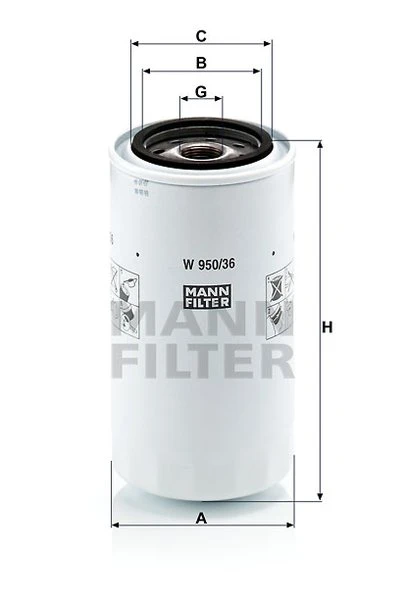 Olejový filter MANN FILTER W 950/36
