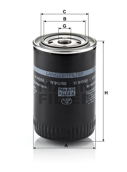 Olejový filter MANN FILTER W 940/50