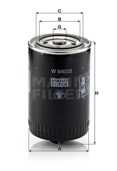 Olejový filter MANN FILTER W 940/25