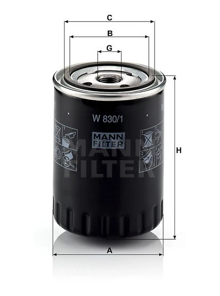 Olejový filter MANN FILTER W 830/1