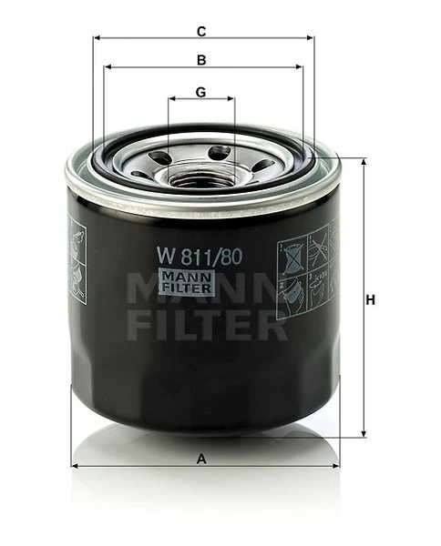 Olejový filter MANN FILTER W 811/80