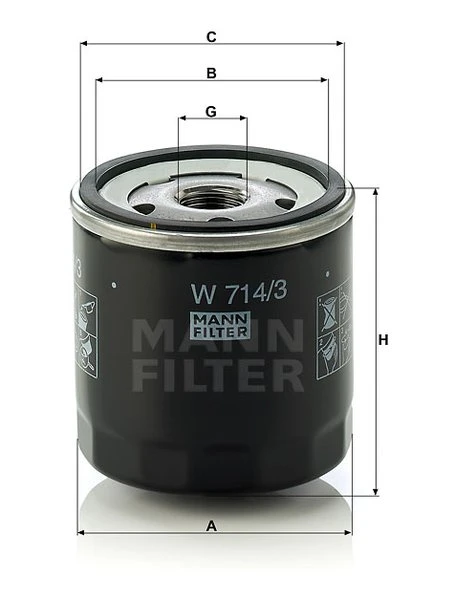Olejový filter MANN FILTER W 714/3