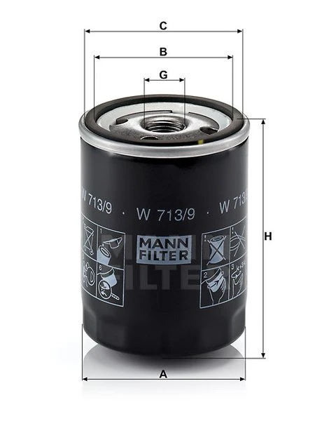 Olejový filter MANN FILTER W 713/9