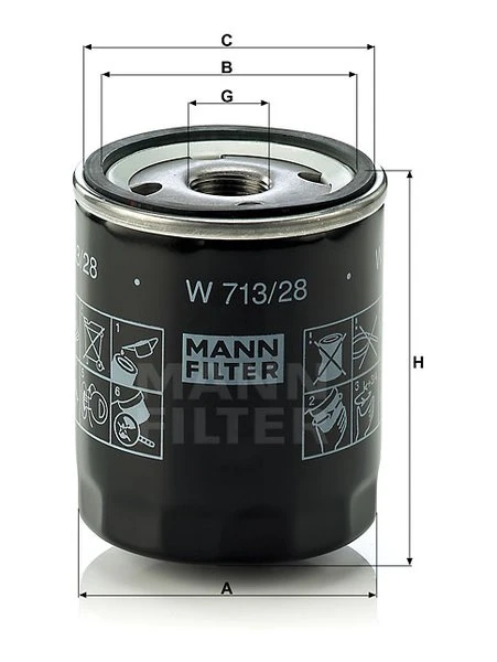 Olejový filter MANN FILTER W 713/28