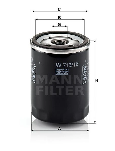 Olejový filter MANN FILTER W 713/16