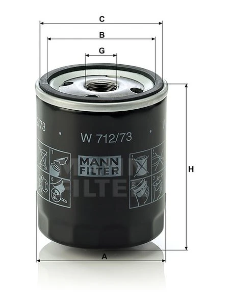 Olejový filter MANN FILTER W 712/73
