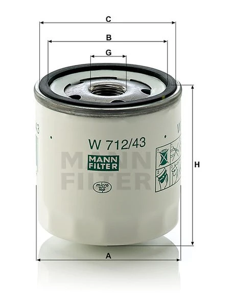 Olejový filter MANN FILTER W 712/43