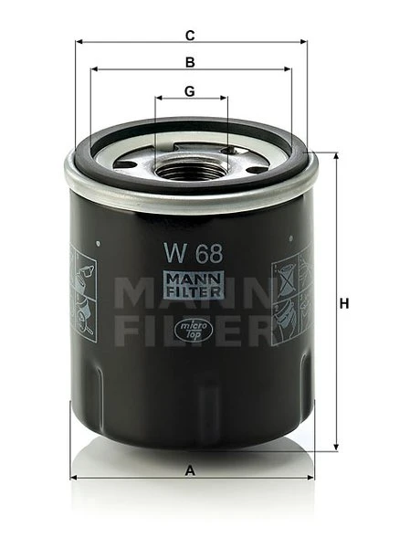 Olejový filter MANN FILTER W 68