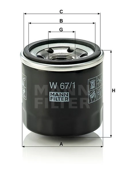 Olejový filter MANN FILTER W 67/1