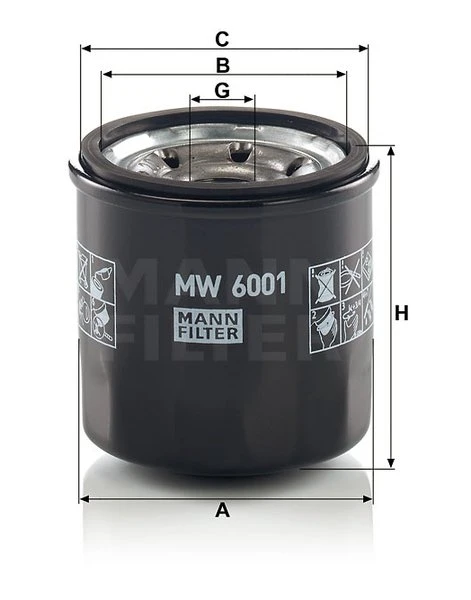 Olejový filter MANN FILTER MW 6001