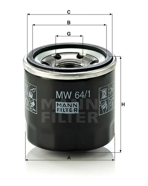 Olejový filter MANN FILTER MW 64/1