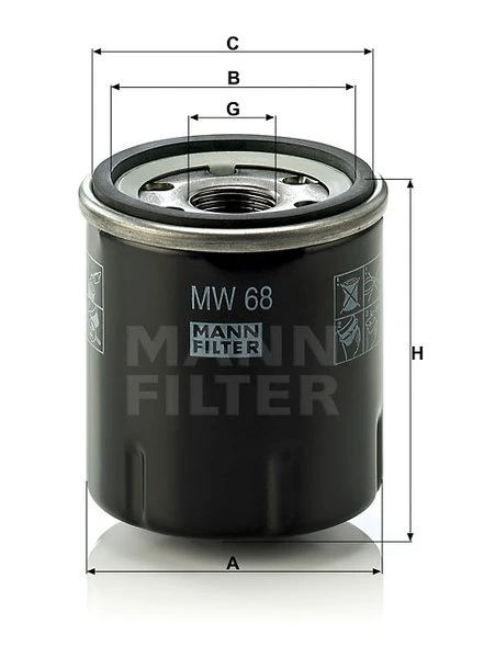 Olejový filter MANN FILTER MW 68