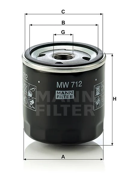 Olejový filter MANN FILTER MW 712
