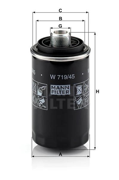 Olejový filter MANN FILTER W 719/45