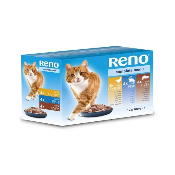 RENO kapsička hydina, ryba, pečeň pre mačky - 12x100g