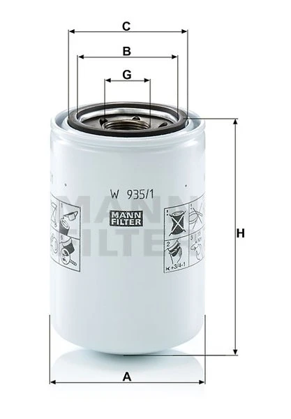 Filter hydrauliky MANN FILTER W 935/1