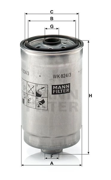Palivový filter MANN FILTER WK 824/3