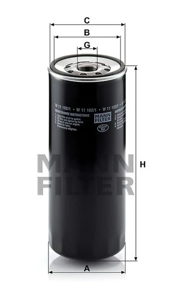 Olejový filter MANN FILTER W 11 102/1