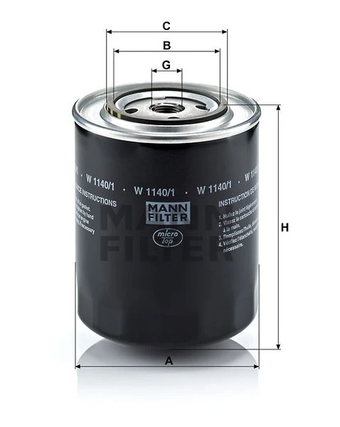 Olejový filter MANN FILTER W 1140/1
