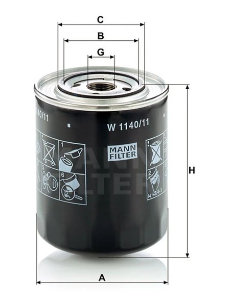 Olejový filter MANN FILTER W 1140/11