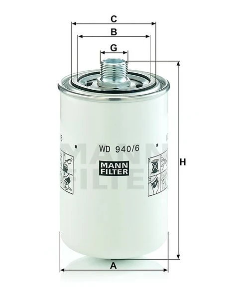Olejový filter MANN FILTER WD 940/6