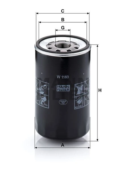 Olejový filter MANN FILTER W 1160