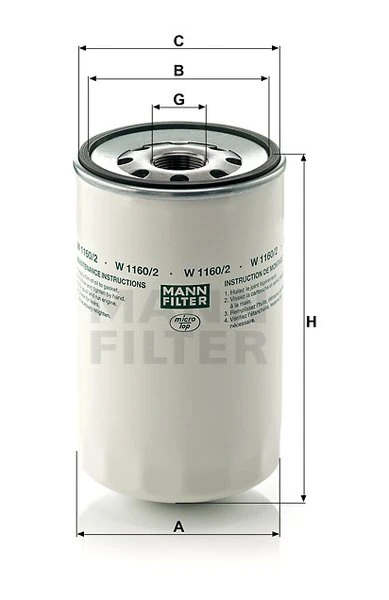 Olejový filter MANN FILTER W 1160/2