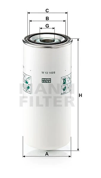 Olejový filter MANN FILTER W 13 145/6